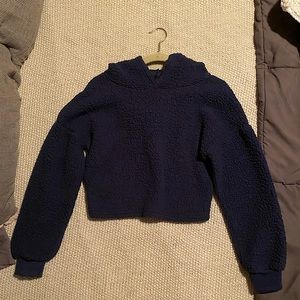 Navy blue cropped teddy hoodie